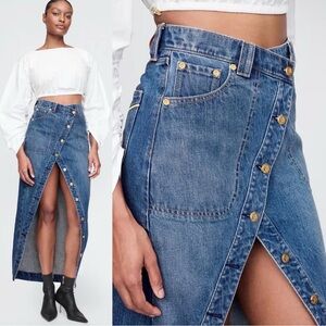 Cult Gaia × Gap Collab Denim Maxi Skirt NWT Asymmetrical Size 29 *Sold Out